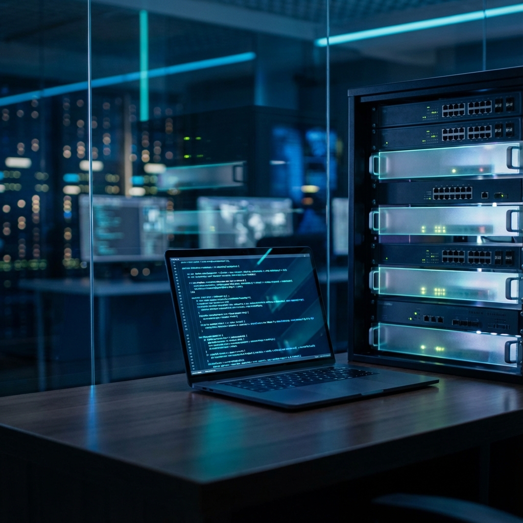 Technicien informatique travaillant sur un ordinateur portable